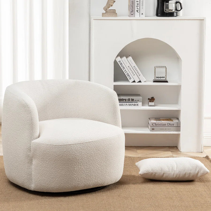 Arijit 34" Wide Boucle Upholstered Swivel Armchair