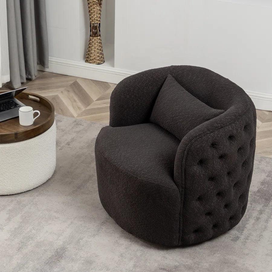 Arijit 34" Wide Boucle Tufted Swivel Armchair