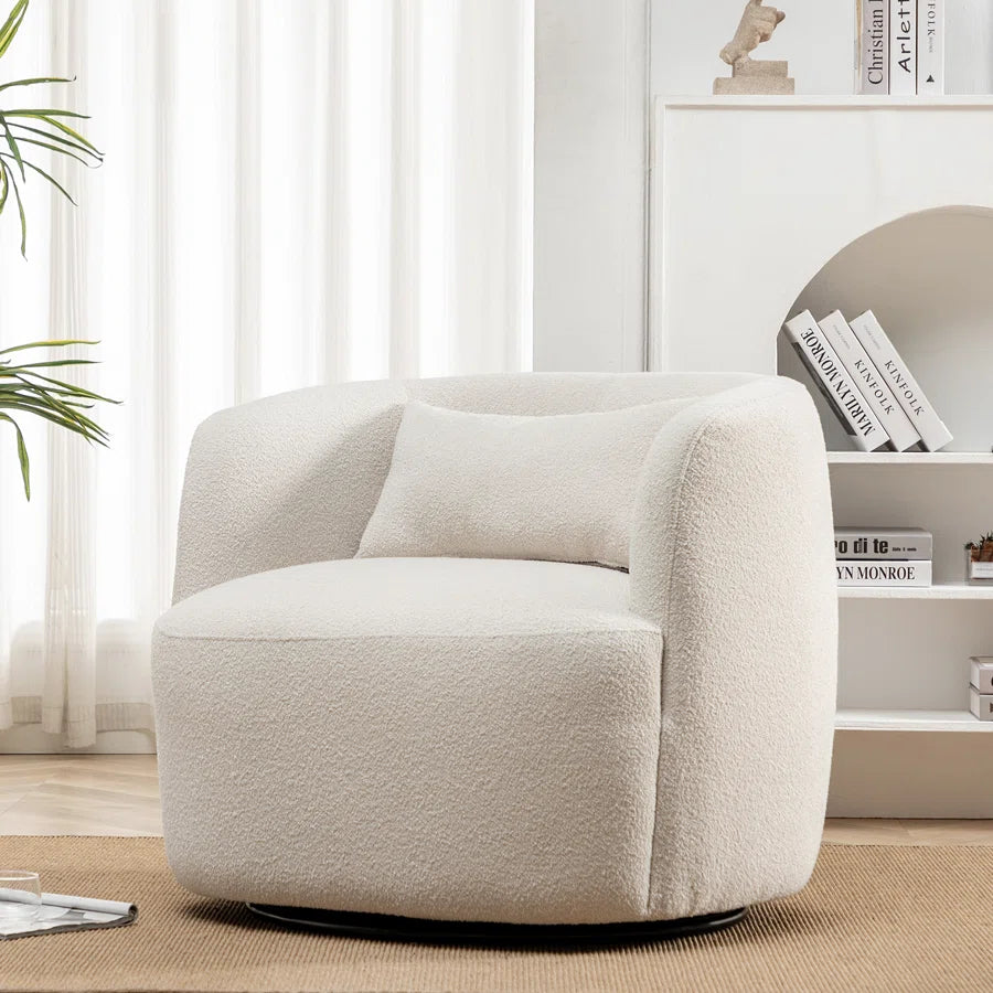 Arijit 34" Wide Boucle Upholstered Swivel Armchair