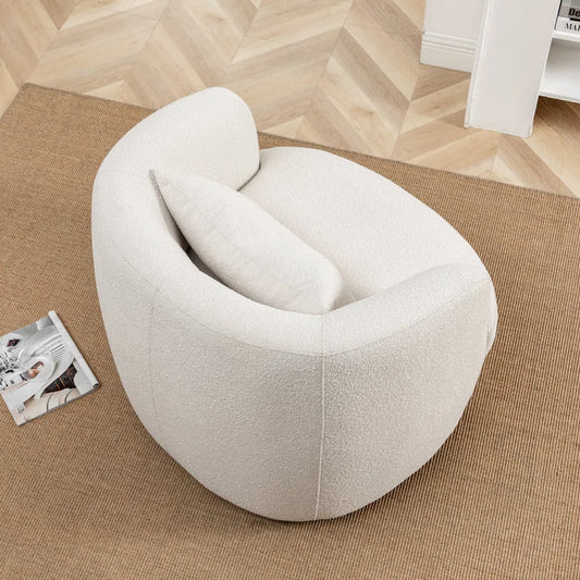 Arijit 34" Wide Boucle Upholstered Swivel Armchair