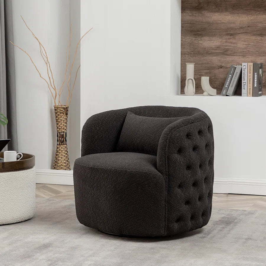 Arijit 34" Wide Boucle Tufted Swivel Armchair