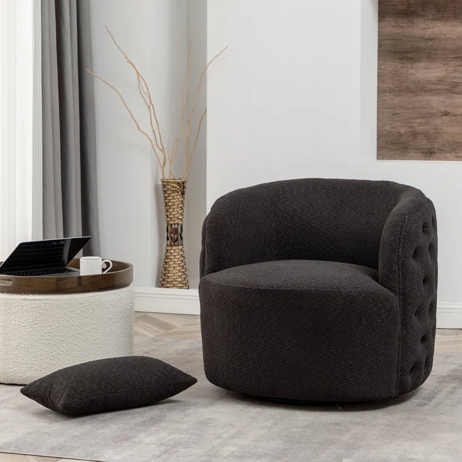 Arijit 34" Wide Boucle Tufted Swivel Armchair