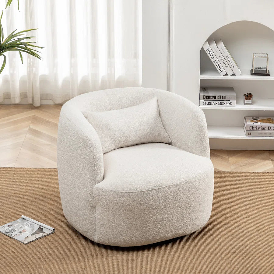 Arijit 34" Wide Boucle Upholstered Swivel Armchair